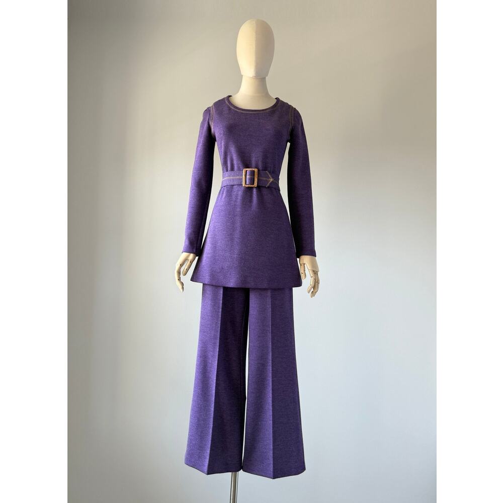 Vintage 1970s Heather Purple Wool Pant Suit from Things by Dune Deck | XS/S